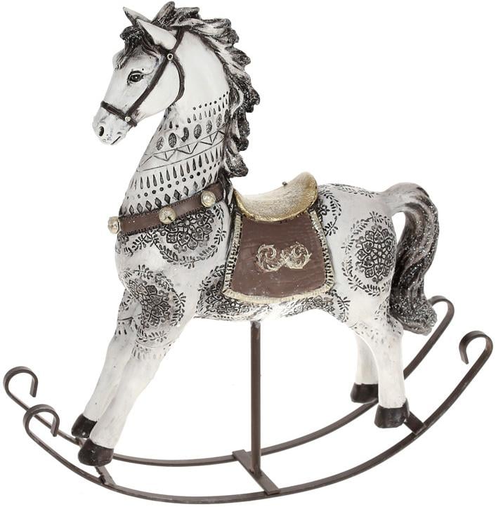 Декоративная статуэтка-качалка Лошадка 27х7,5х30 см полистоун Белый/Черный (BD-218-492)
