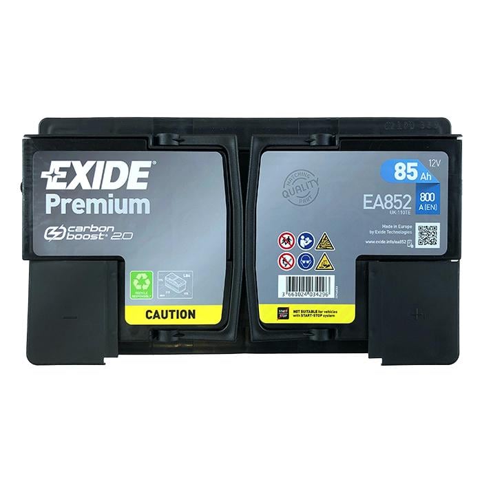 Аккумулятор автомобильный EXIDE Premium Carbon Boost 2.0 EA852 EN 6СТ-85Ah АзЕ 800A (4778) - фото 2