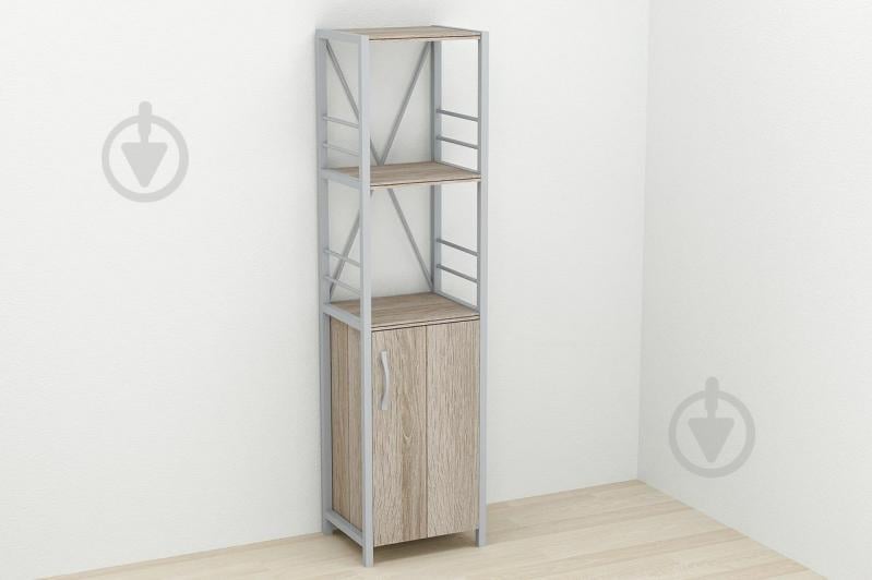 Етажерка 3/34 Ferrum-decor Серії Конект із тумбою 144x34x28 Сірий ДСП Сонома Трюфель (FD1018)