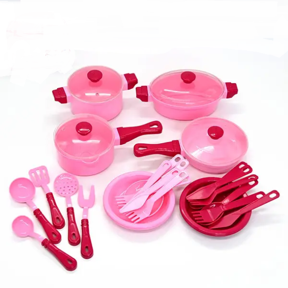 Дитячий набір посуду ЮНІКА 1757 Cooking Set 25 пред. Рожевий (43716)