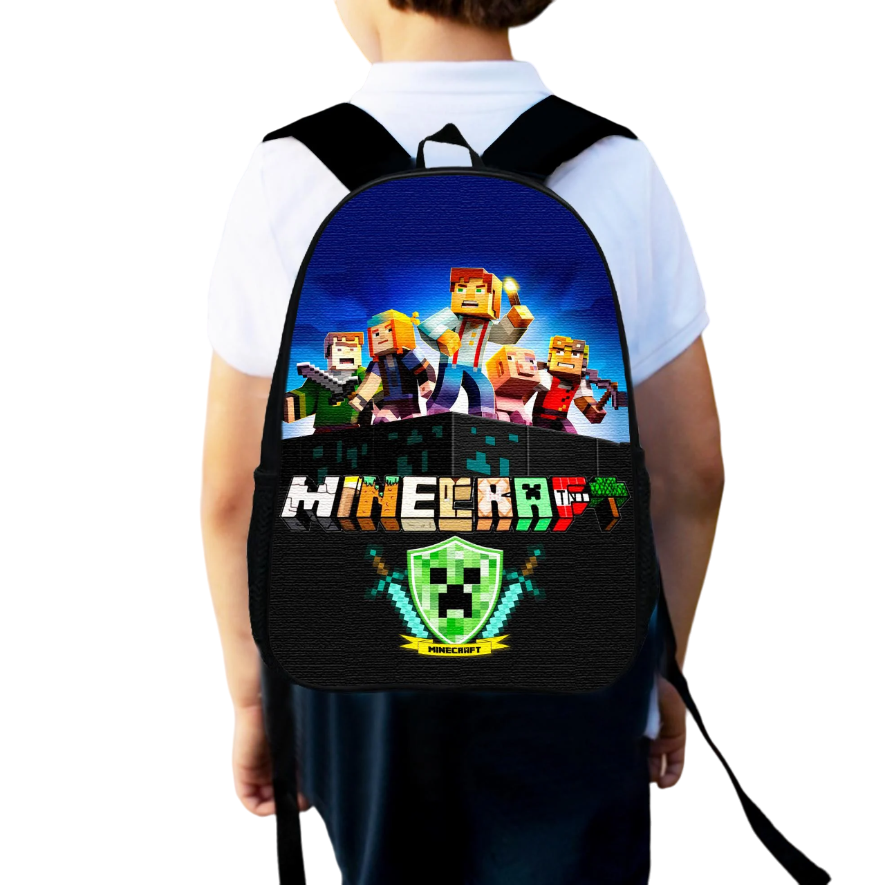 Школьный рюкзак детский для мальчика Minecraft городской 34х27 см (0013)