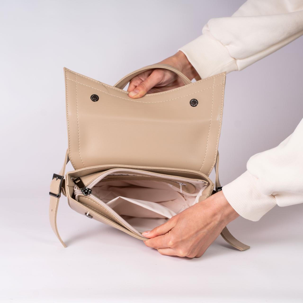 Сумка жіноча напівкругла XENIA № 33-24 з еко-шкіри Бежевий - фото 3 Сумка жіноча напівкругла XENIA № 33-24 з еко-шкіри Бежевий - фото 3