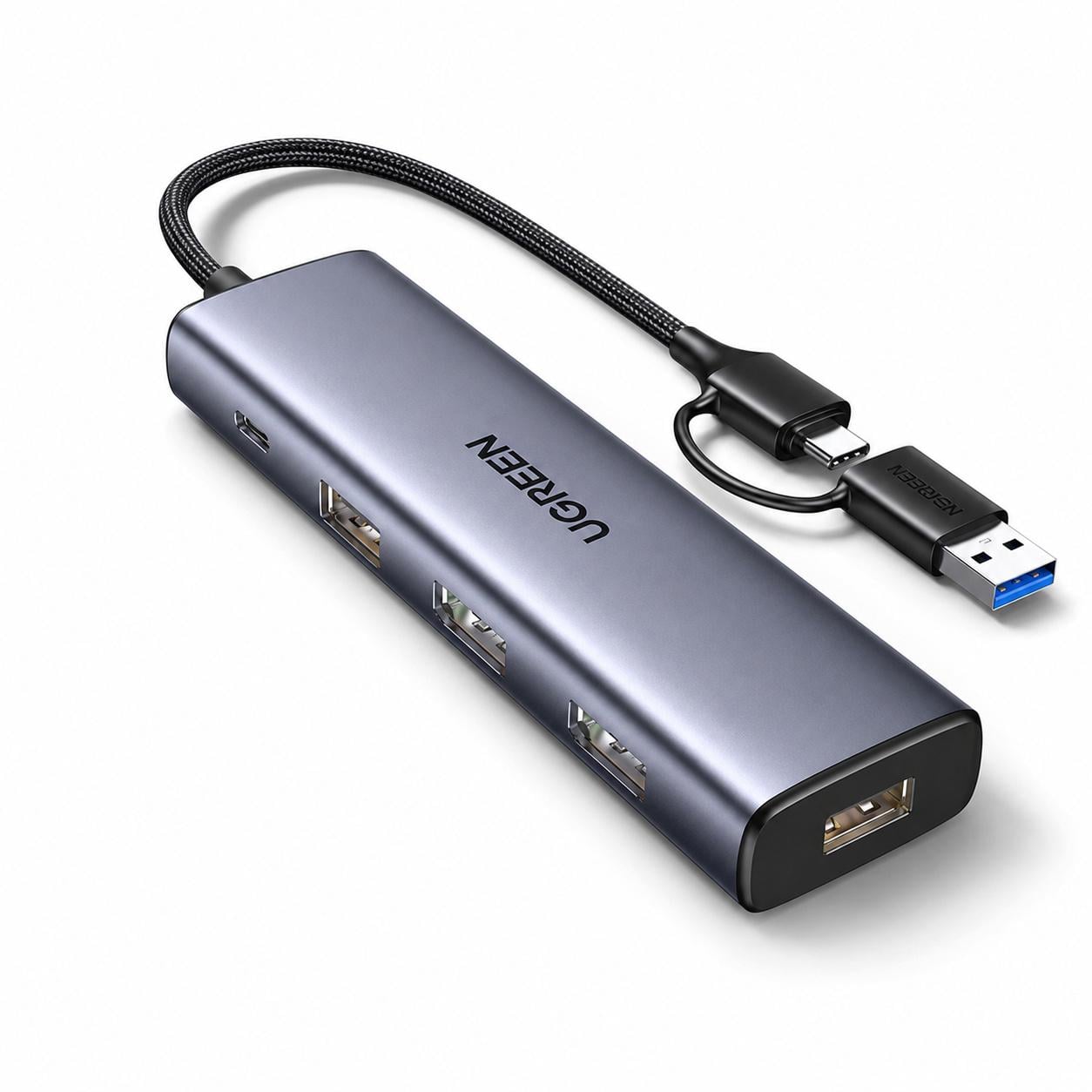 Док-станция UGREEN CM511 5в1 подключение к USB-C/USB-A/2 выхода HDMI 1.3 Темно-серый (95945)