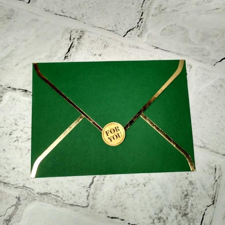 Конверт паперовий Преміум Gold 12,5х17,4 см Зелений (5-91294)