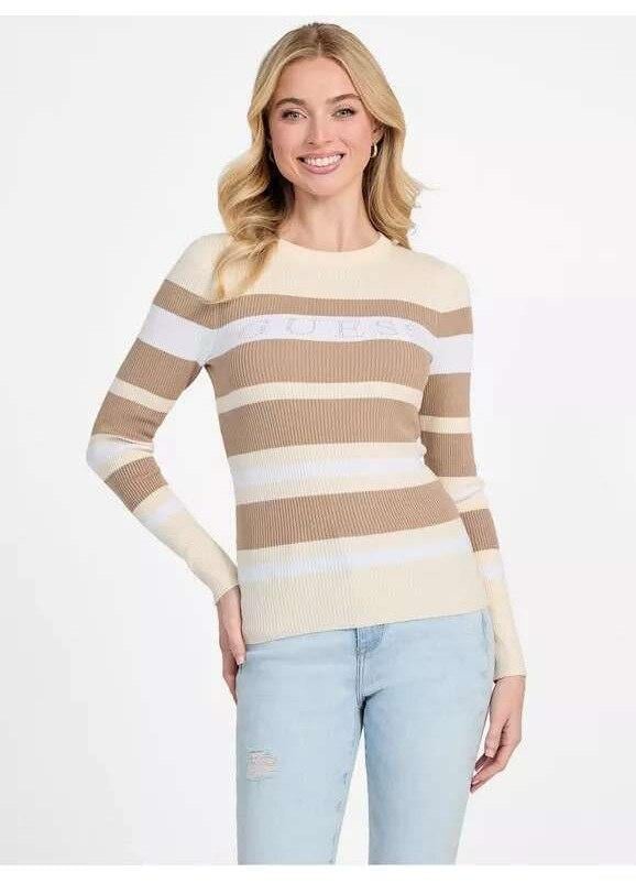 Джемпер женский Guess amiri striped S Бежевый (7620837399806)