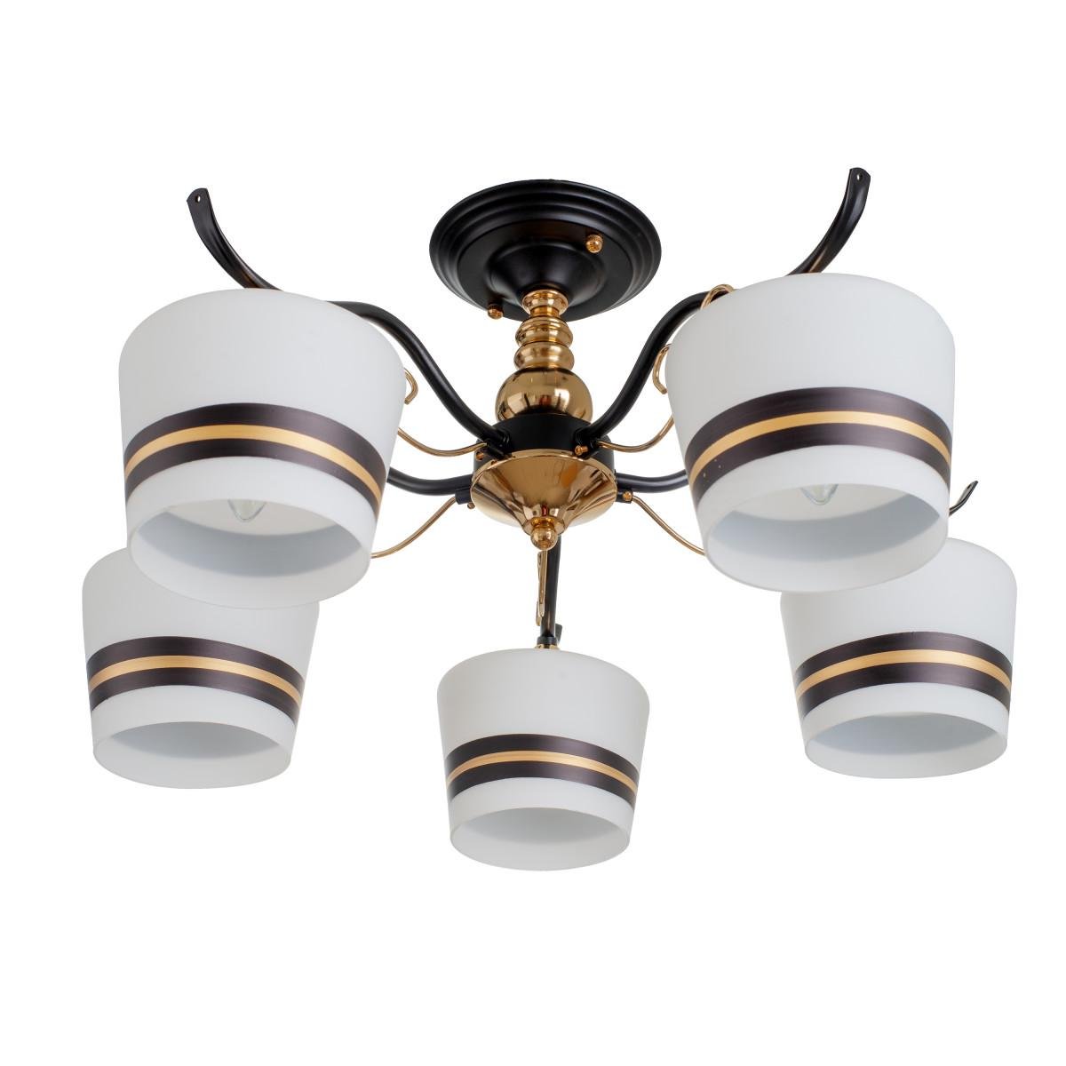 Люстра Brille LK-708S/5 E27 BK/FG на 5 плафонов Черны/Золотой