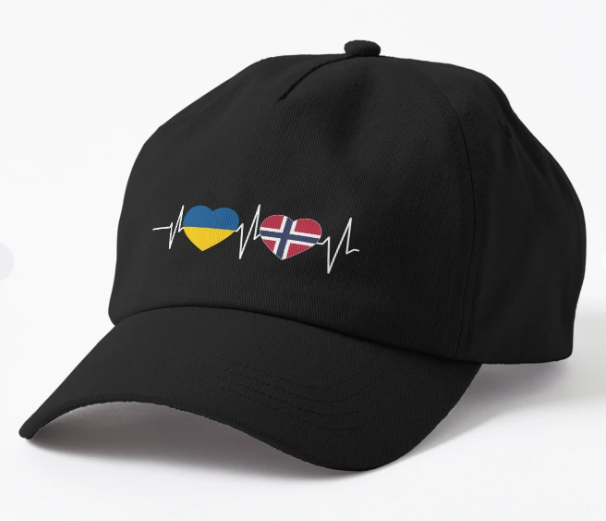 Кепка унисекс Malfini с патриотическим принтом Norway Ukraine Черный (УКР404К-1)