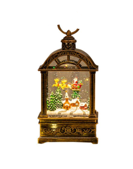 Новорічний декоративний ліхтар Lesko 2024 Різдвяний будиночок 11х6,5х21 см (24366793)