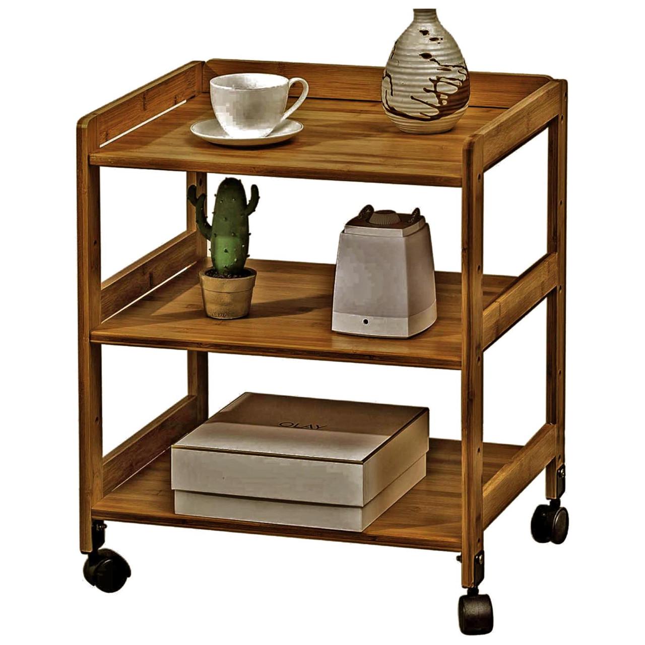 Этажерка для ванной из дерева на колесиках Батерсел Охра (АБТ-007704)