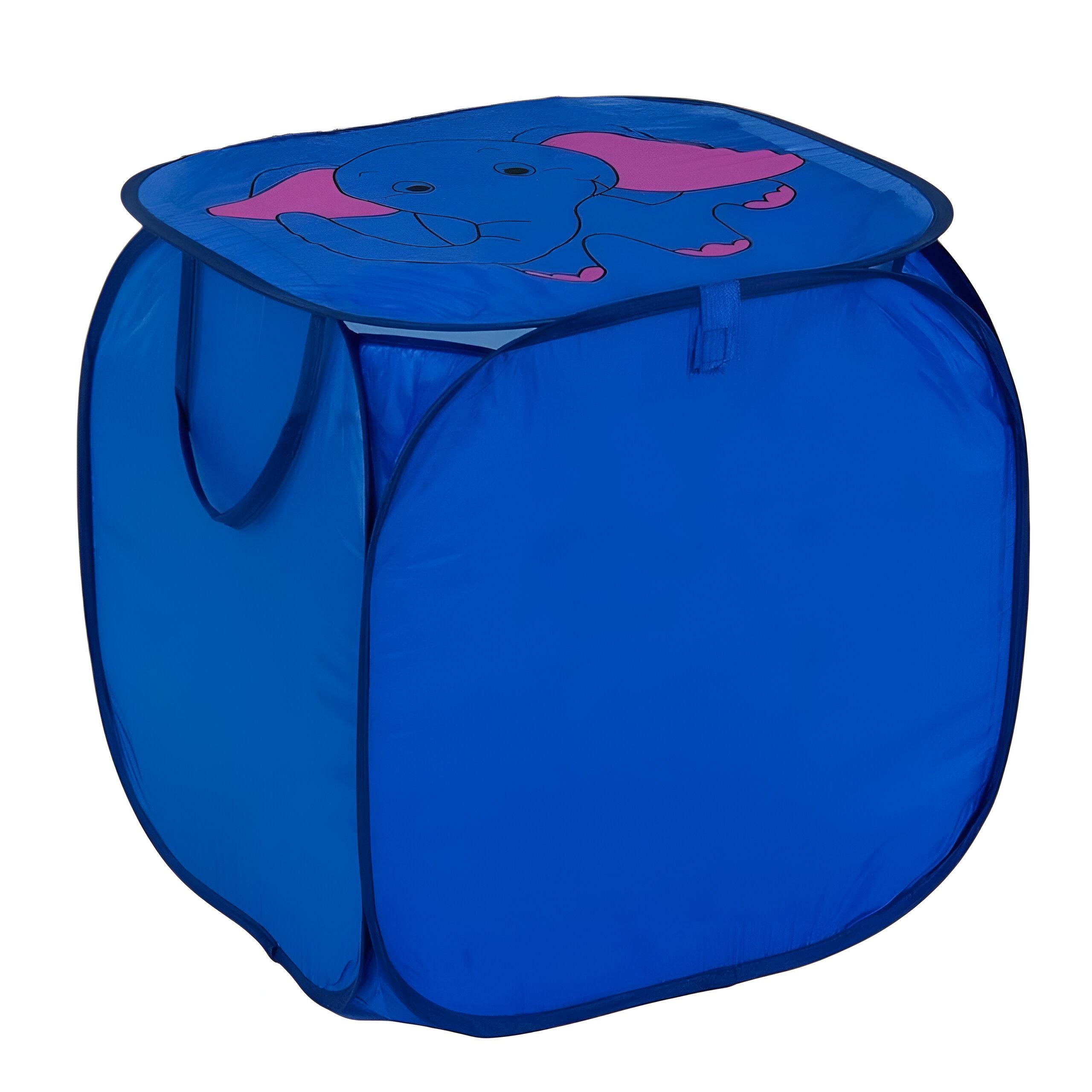 Корзина для игрушек С 36586 со слоном складная 45х46 см Синий (29545146)
