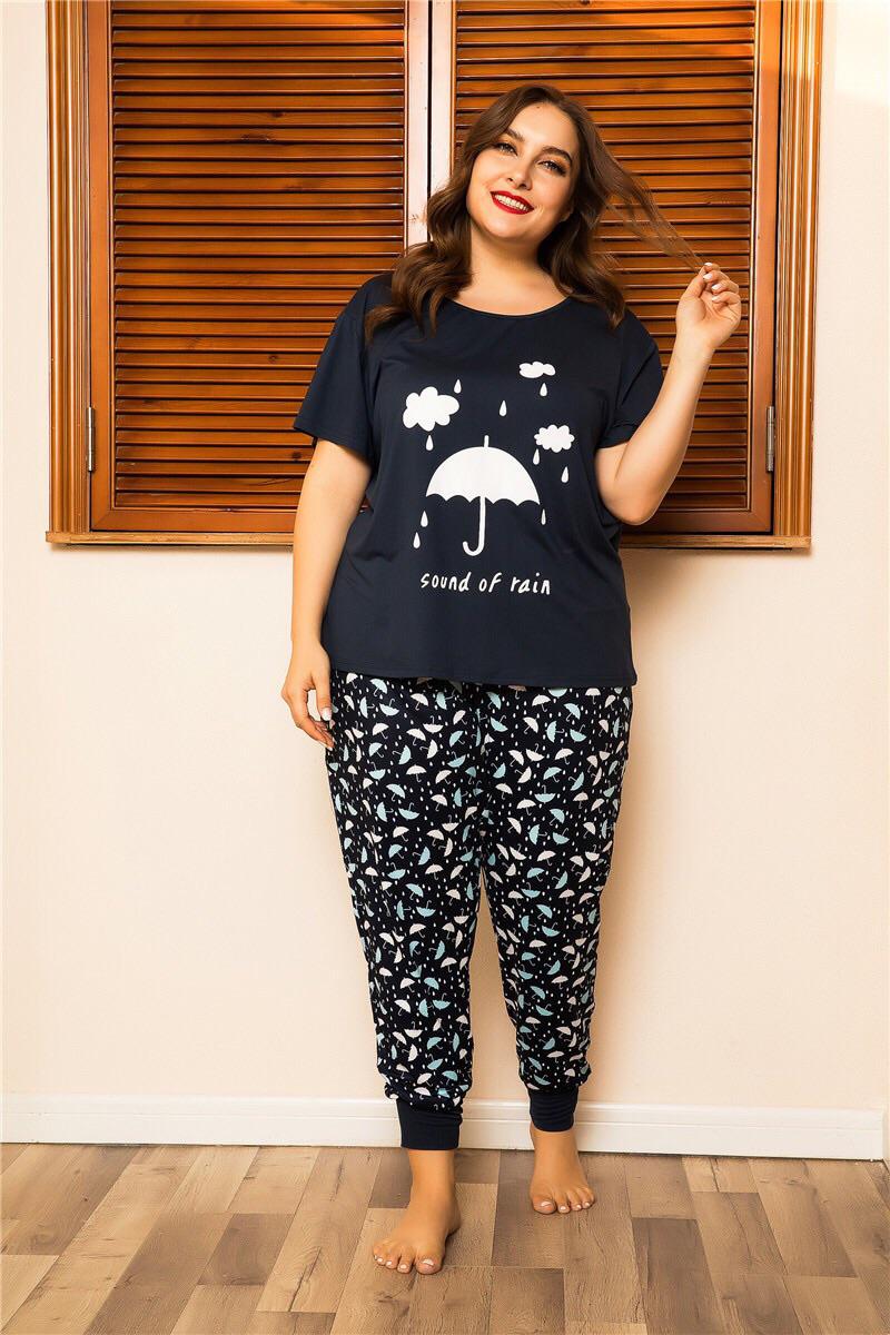 Пижама женская DO2028 с узором зонта XL Черный