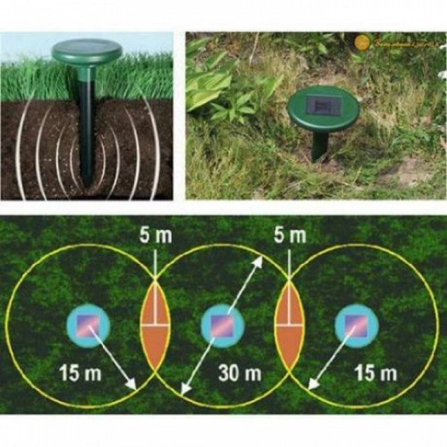 Отпугиватель грызунов/кротов Garden Pro ультразвуковой электромагнитный на солнечной батарее - фото 7