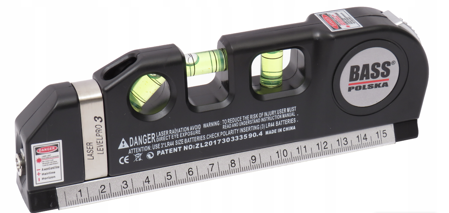Лазерний рівень Bass Polska з вбудованою лінійкою та рулеткою 4в1 (1464) - фото 4 Лазерний рівень Bass Polska з вбудованою лінійкою та рулеткою 4в1 (1464) - фото 4