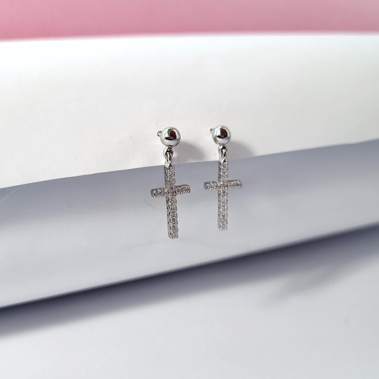 Серебряные серьги с белыми камнями 925 проба 2,60 г (54042р)