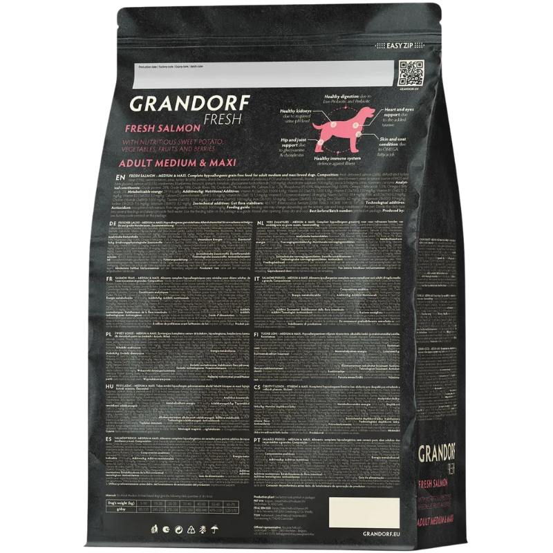 Корм сухой для собак Grandorf Fresh Лосось с бататом для взрослых собак средних и крупных пород 10 кг (94910) - фото 2 Корм сухой для собак Grandorf Fresh Лосось с бататом для взрослых собак средних и крупных пород 10 кг (94910) - фото 2
