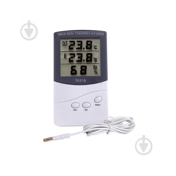 Термометр, гигрометр, метеостанция, часы + выносной датчик TA 318 Белый (45020)