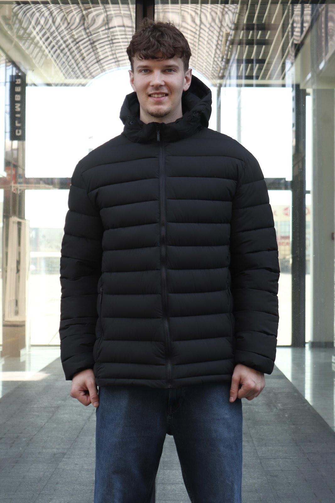 Демисезонная мужская куртка с капюшоном 4XL Черный (6018)