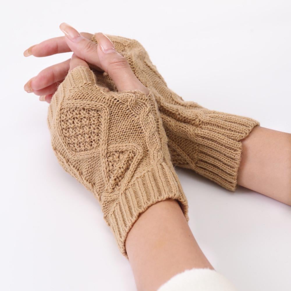 Митенки вязаные с ромбами One size Бежевый (2422) - фото 1