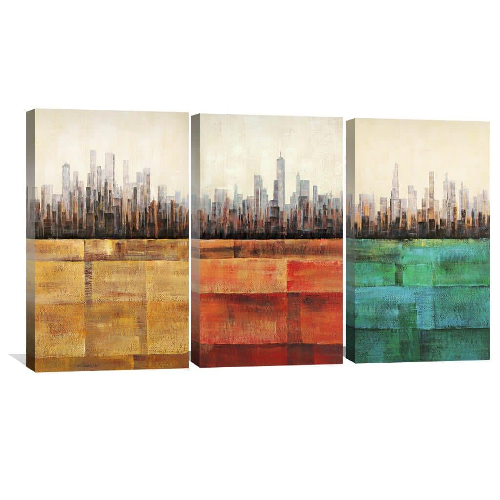 Картина Абстрактный город 120x50 см (Y3-68)