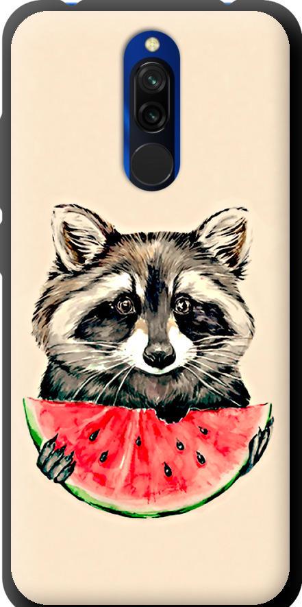 Чехол на Xiaomi Redmi 8 Енотик с арбузом (4605b-1806-42517)