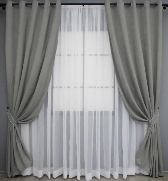 Комплект штор SPARTA на люверсах микровелюр 1,5х2,5 м 2 шт. Серый (1093ш)