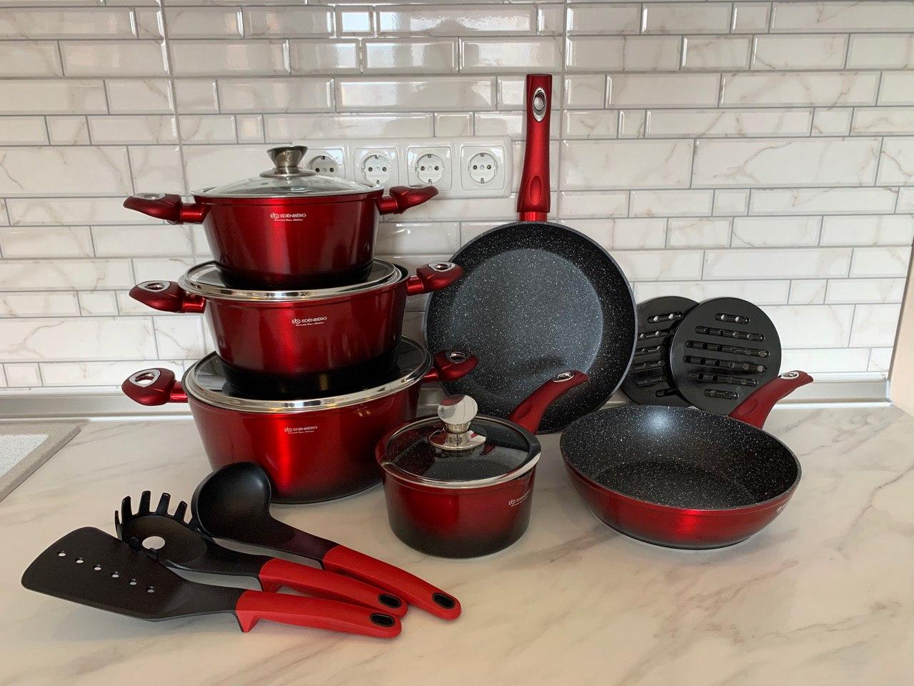 Набор кухонной посуды Edenberg 15 пр. с антипригарны покритием (EB-5619) - фото 1 Набор кухонной посуды Edenberg 15 пр. с антипригарны покритием (EB-5619) - фото 1