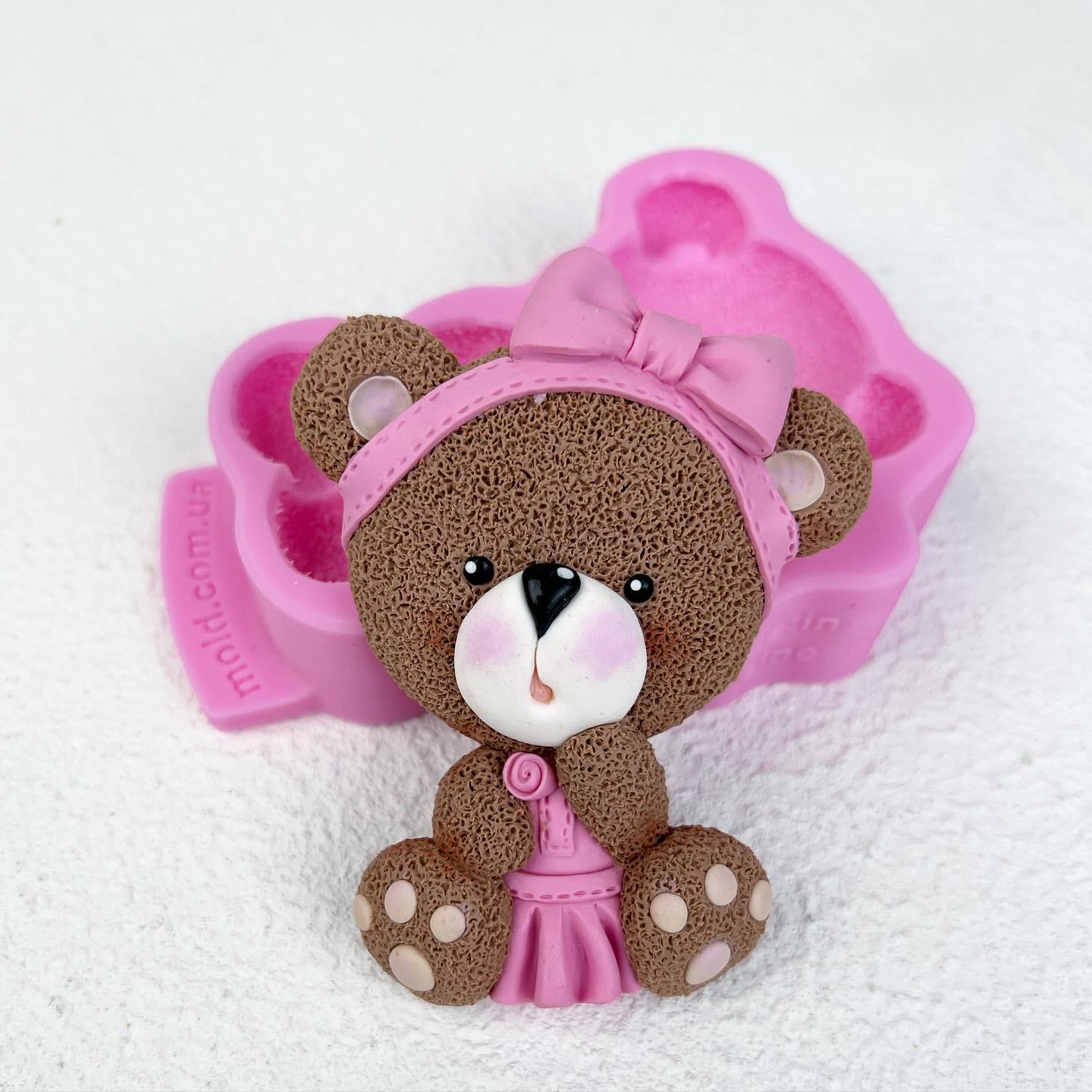 Силиконовый молд Мишка девочка 2д (9189) Силиконовый молд Мишка девочка 2д (9189)