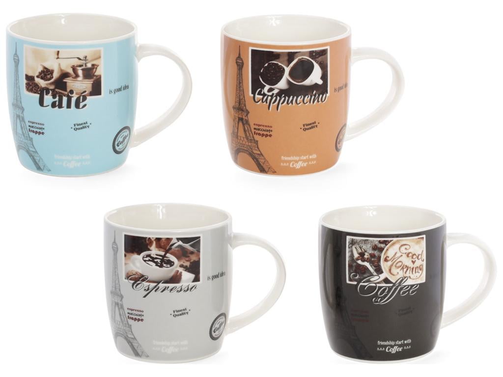 Чашка Французский кофе 4 дизайна 375 мл набор 4 шт. (BDI-334-419)