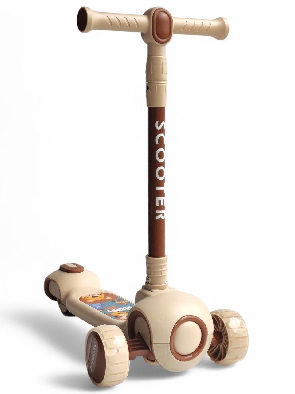 Самокат дитячий Scooter Happy Day V1 до 75 кг з ножним гальмом Коричневий (V1r-s1)