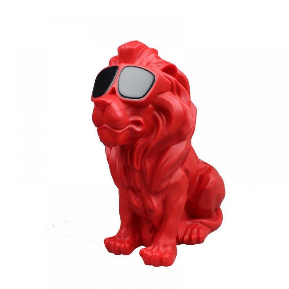 Портативная Bluetooth-0колонка Ukc CHM19 в виде льва в очках Красный