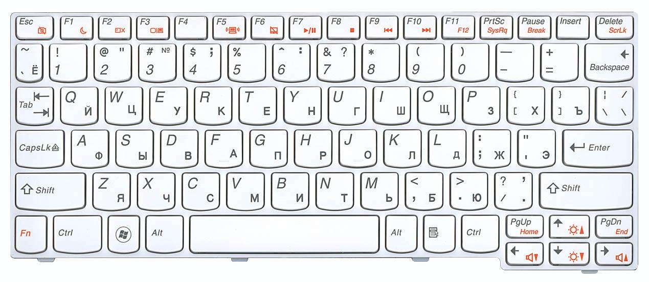 Клавиатура для ноутбука Lenovo IdeaPad U160 White Frame White
