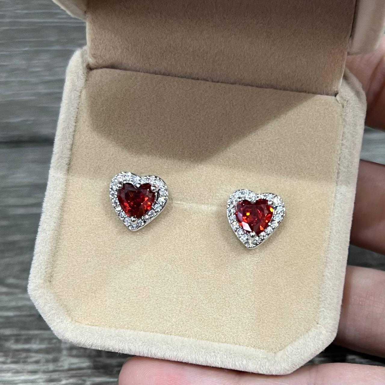 Сережки з цирконами Xuping Jewelry сяйво рубінових сердець у сріблі ювелірний сплав в оксамитовій коробочці (16249) - фото 2