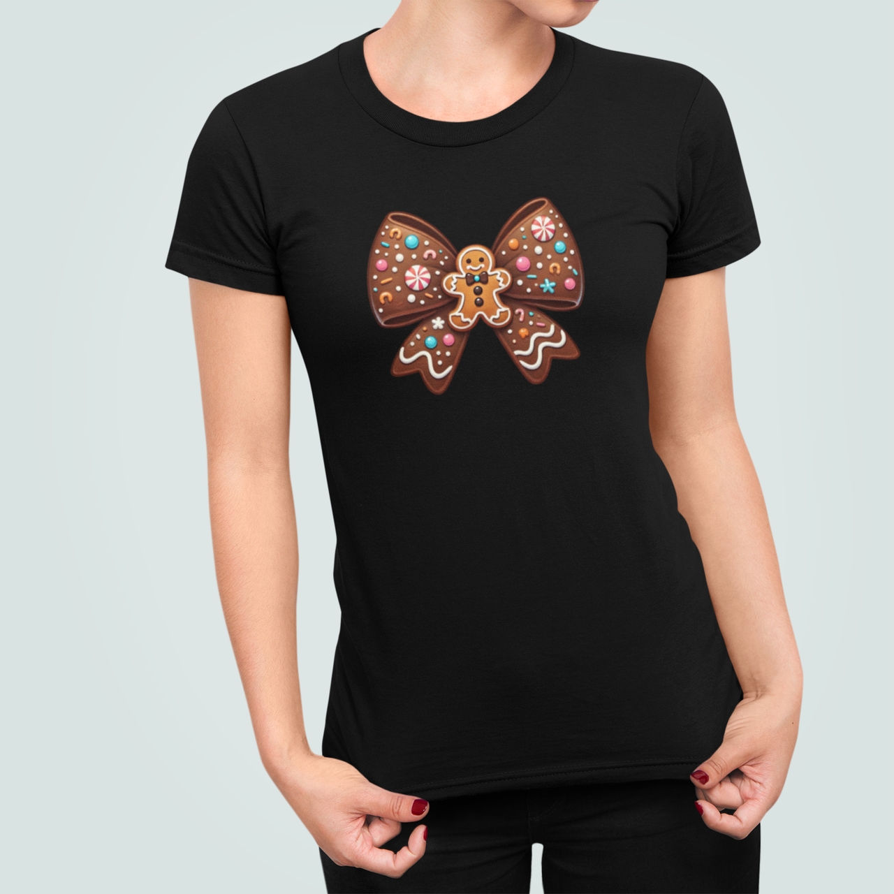 Футболка жіноча новорічна Stedman з принтом Бант та пряник Різдво XL Чорний (НГ171.1-4) Футболка жіноча новорічна Stedman з принтом Бант та пряник Різдво XL Чорний (НГ171.1-4)