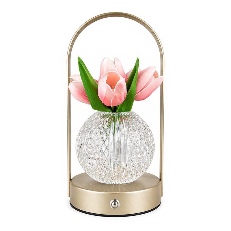 LED-ночник настольный Lesko Tulips Crystal ZBTSYJX0417 Букет тюльпанов в колбе Pink (36490802)