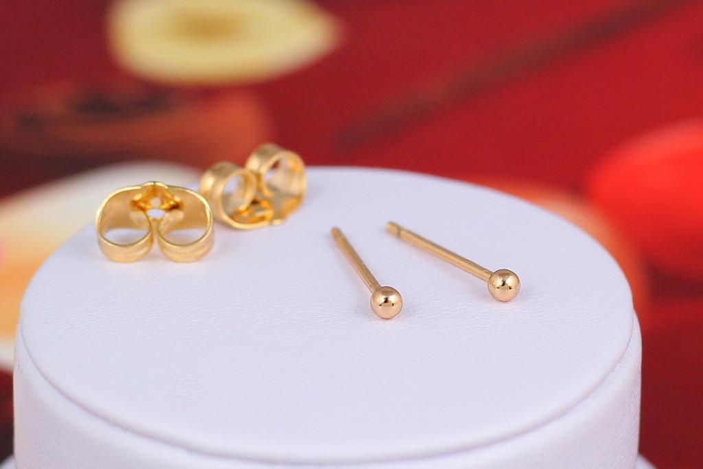 Серьги гвоздики Xuping Jewelry Шарики 2 мм Золотистый