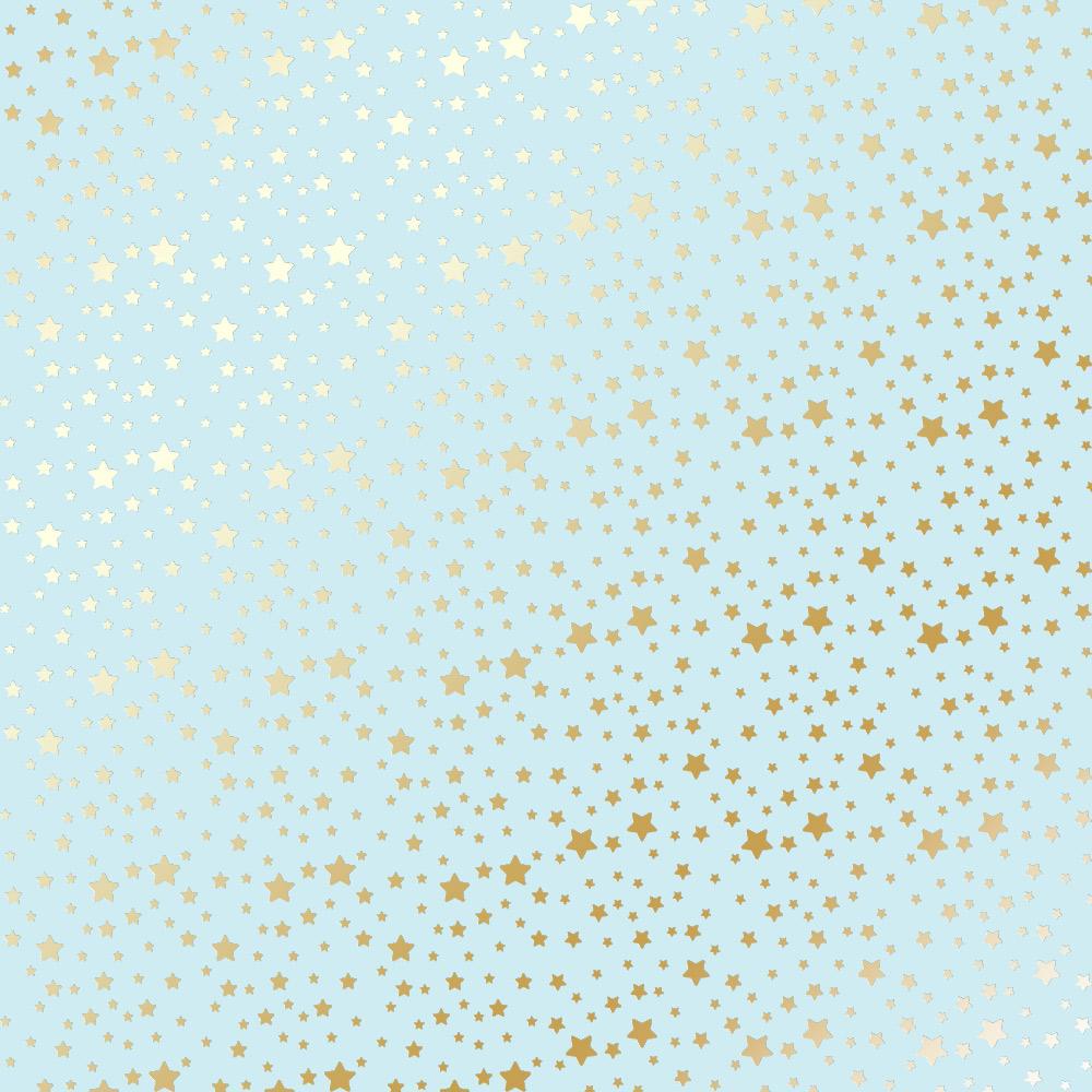 Лист паперу односторонній Golden stars з фольгуванням 30,5х30,5 см Blue