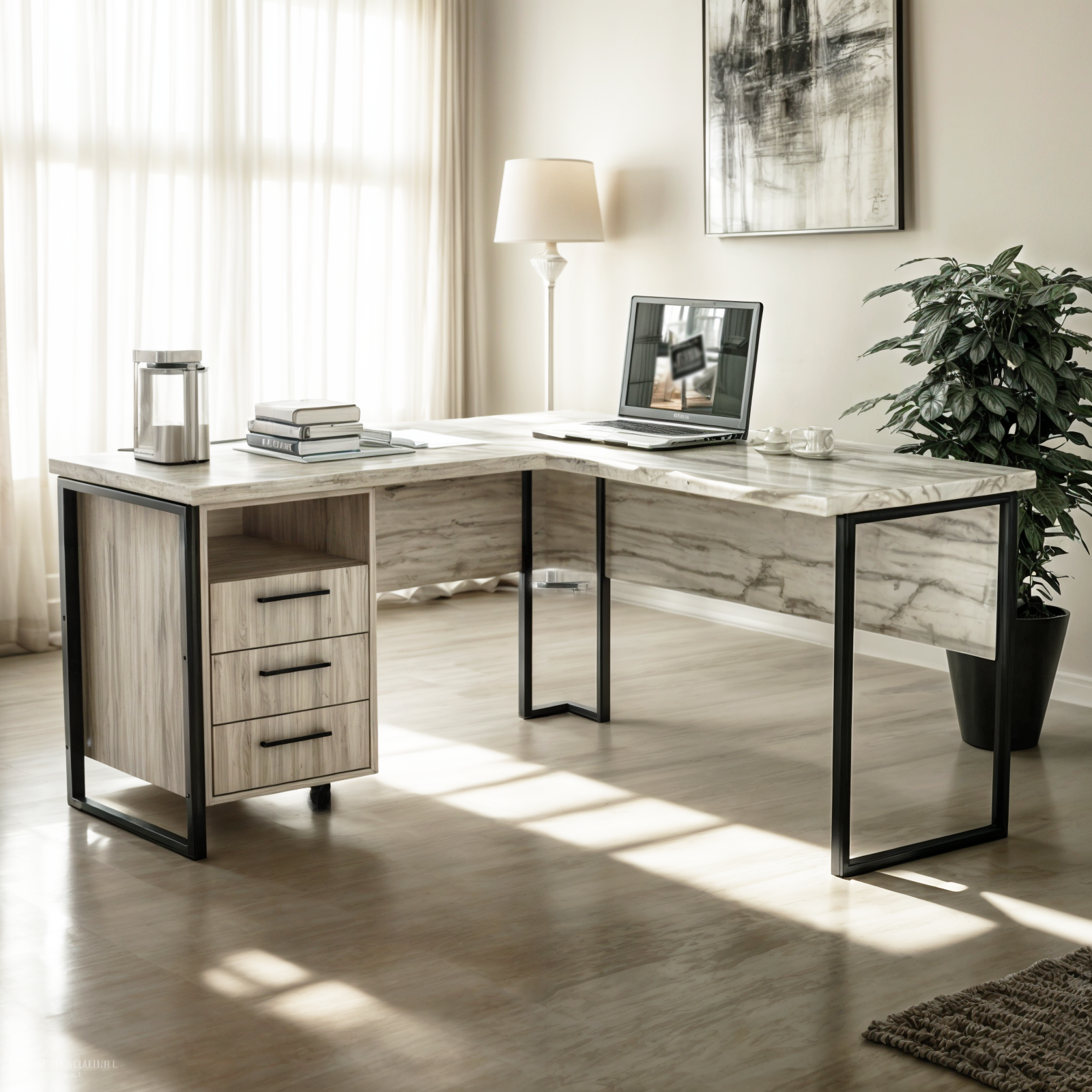 Стіл кутовий офісний Tobi Sho LOFT Iceberg СУЛА/3-1 з 3 шухлядами стільниця 18 мм 1400х1200х750 Дуб крафт білий - фото 3 Стіл кутовий офісний Tobi Sho LOFT Iceberg СУЛА/3-1 з 3 шухлядами стільниця 18 мм 1400х1200х750 Дуб крафт білий - фото 3