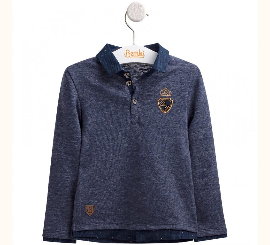Футболка-поло с длинным рукавом для мальчика Bembi ФБ 598 110 см Синий