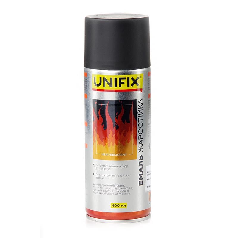 Эмаль жаропрочная Unifix 400 мл RAL 9005 Черный (941040)
