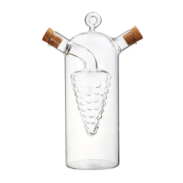 Пляшка для олії та оцту подвійна YIWU Grape з боросилікатного скла 80 та 300 мл Прозорий (147-107-HP-34-12)