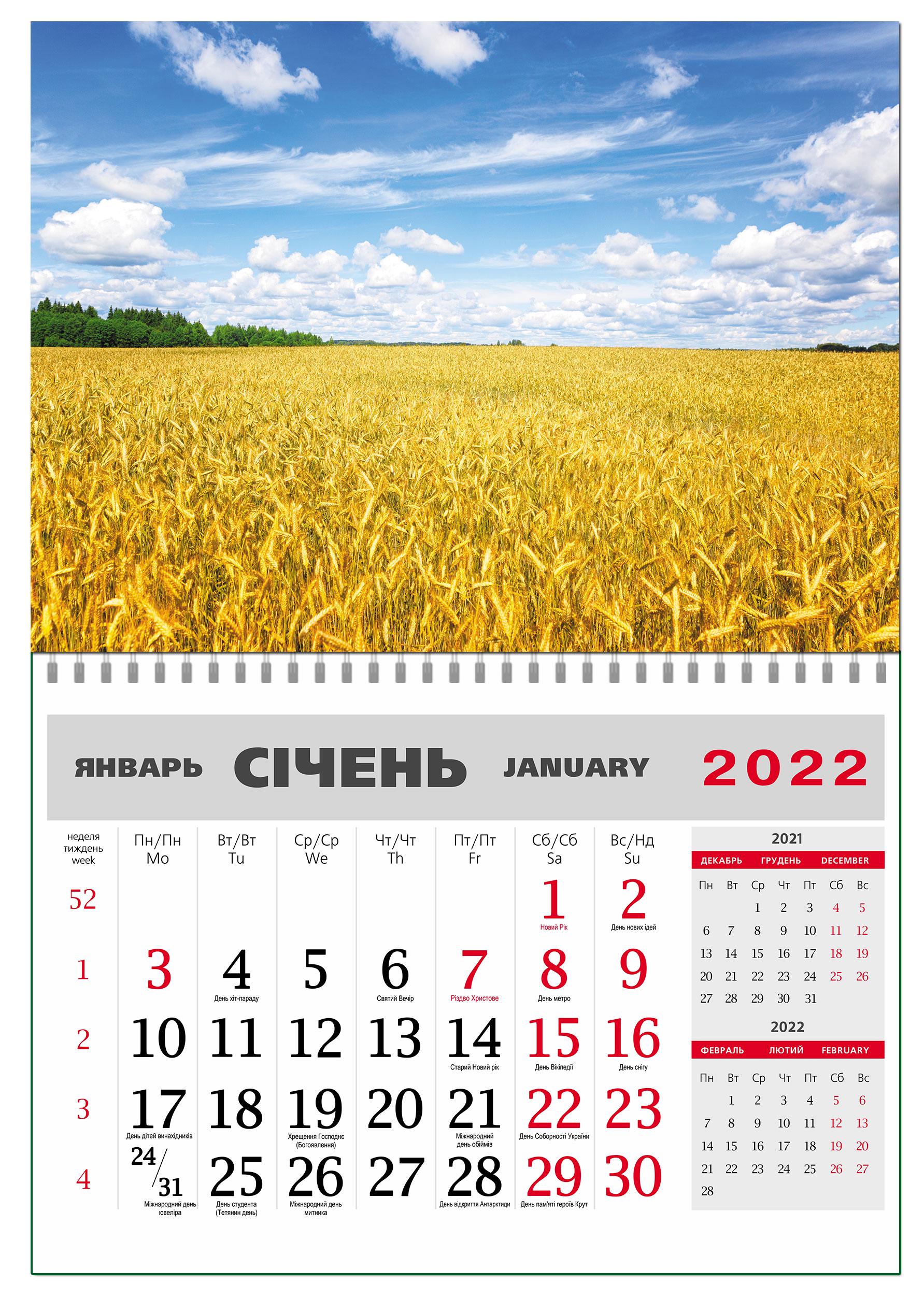 Календарь Apriori Украина второй вид на 2022 год 42х60 см Календарь Apriori Украина второй вид на 2022 год 42х60 см