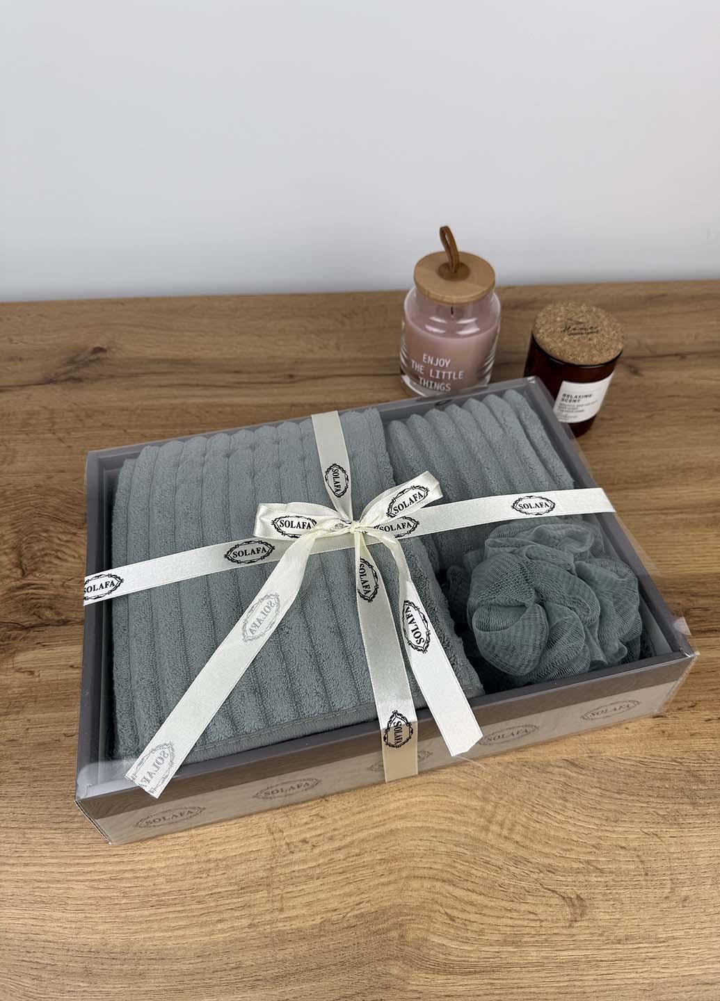 Подарочный набор полотенец из микрофибры Зеленый (37-1) - фото 1 Подарочный набор полотенец из микрофибры Зеленый (37-1) - фото 1