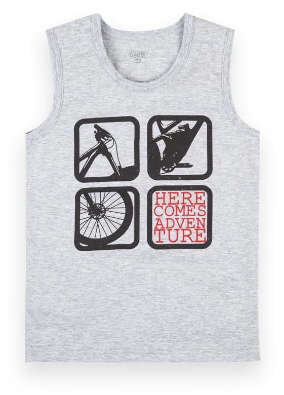 Майка детская хлопковая для мальчика Gabbi МК-21-8 Лагерь френд 134 см Серый (12655)