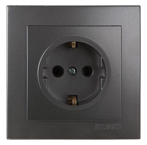 Розетка одинарна із заземленням Nilson Touran Антрацит (00000011889)