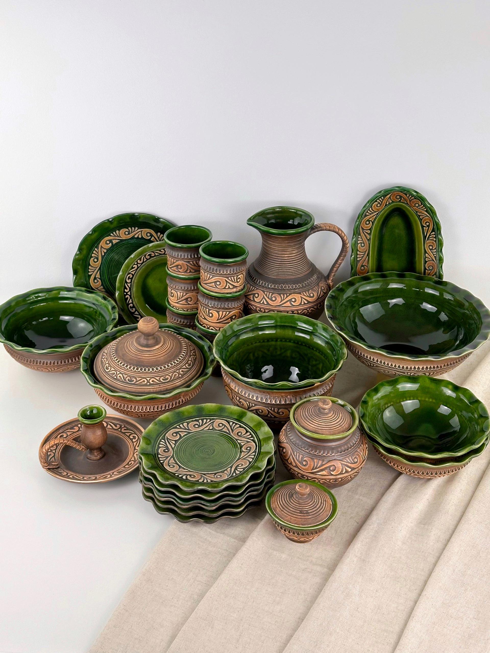 Набор рождественской керамической посуды Шляхтянское Рождество на 12 человек Коричневый (7019-43)