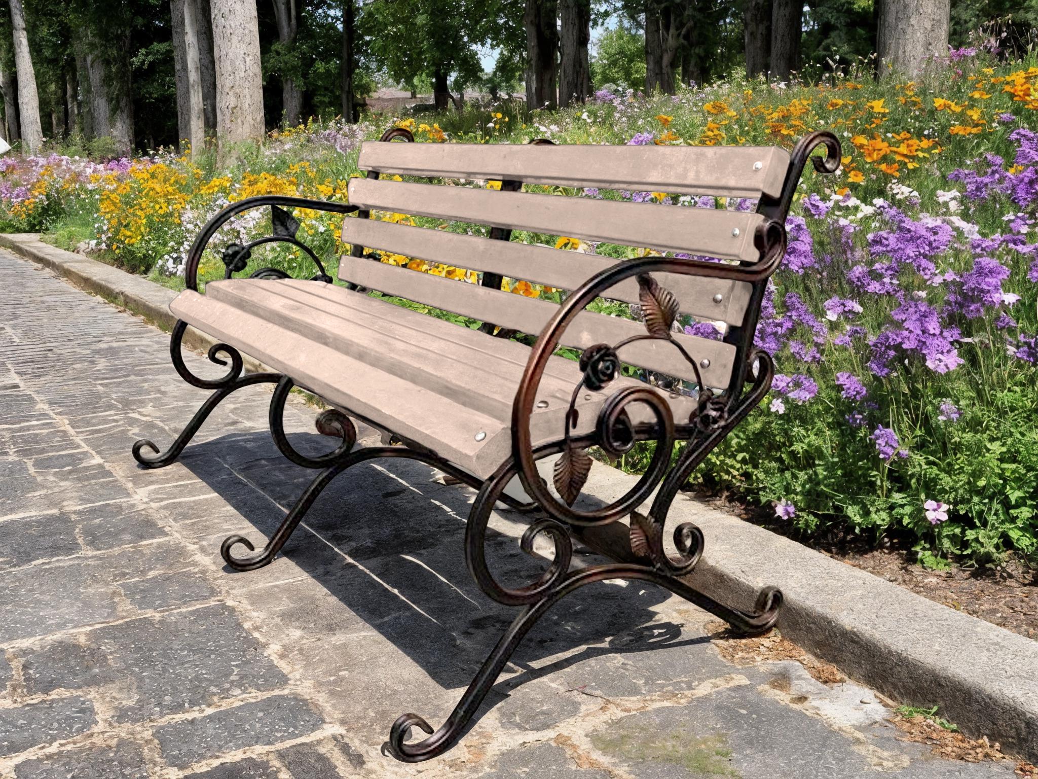 Лава садова кована Tobi Sho Камелія з підлокітниками 200 см Слонова кістка - фото 2