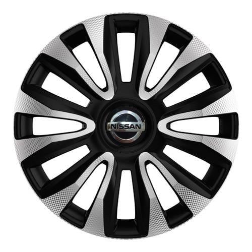 Ковпаки для коліс 4 Racing Avalon Carbon Silver/Black R15 з логотипом Nissan 4 шт.
