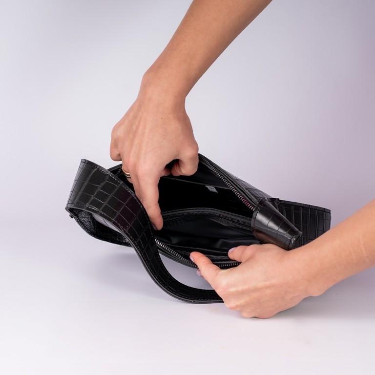 Сумка женская XENIA № 24-22 багет из глаткой экокожи Черный крокодил - фото 3 Сумка женская XENIA № 24-22 багет из глаткой экокожи Черный крокодил - фото 3