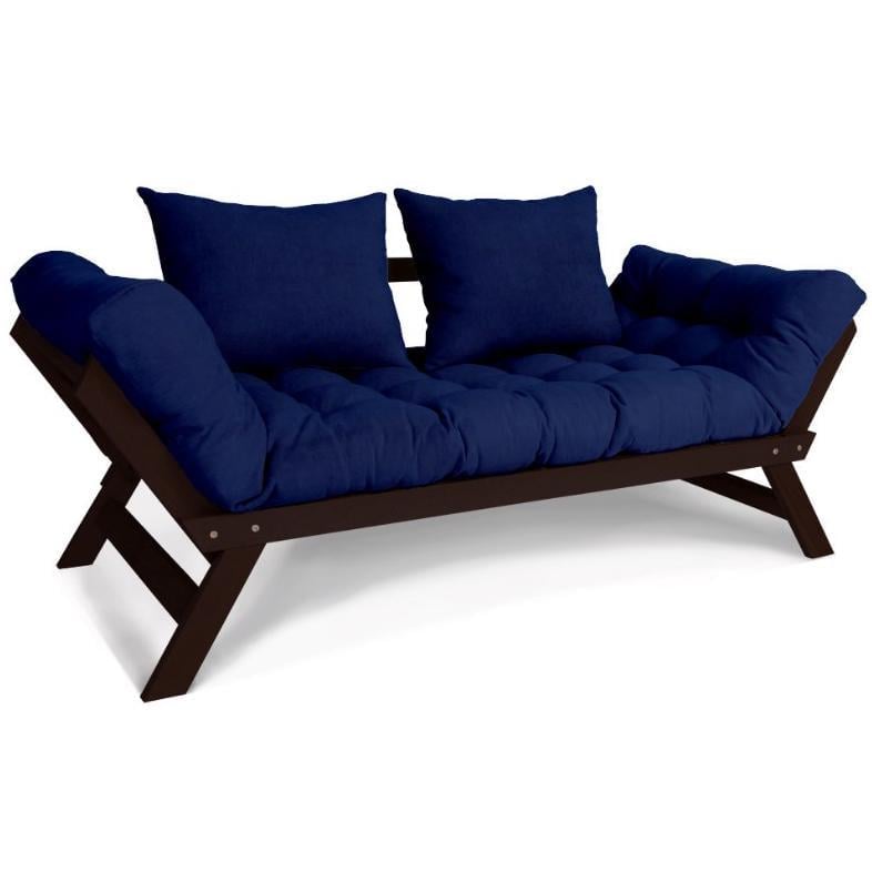 Диван-футон розкладний Woodman Allegro з масиву дерева Шоколадний/Синій