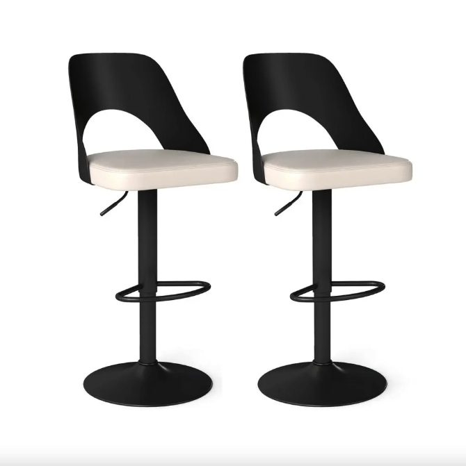 Барный стул Costway Navare 2 шт. экокожа Черно-белый (5033)